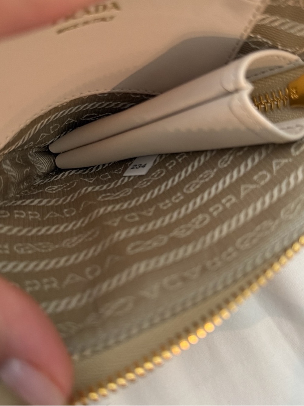 Prada Cream Leather Triangle Crossbody with Gold Chain Trim - Picture 8 of 8